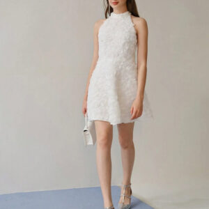 لباس مجلسی گل برجسته بکلس سفید