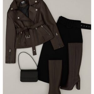 🦋 کت زنانه چرم کوتاه خانومی