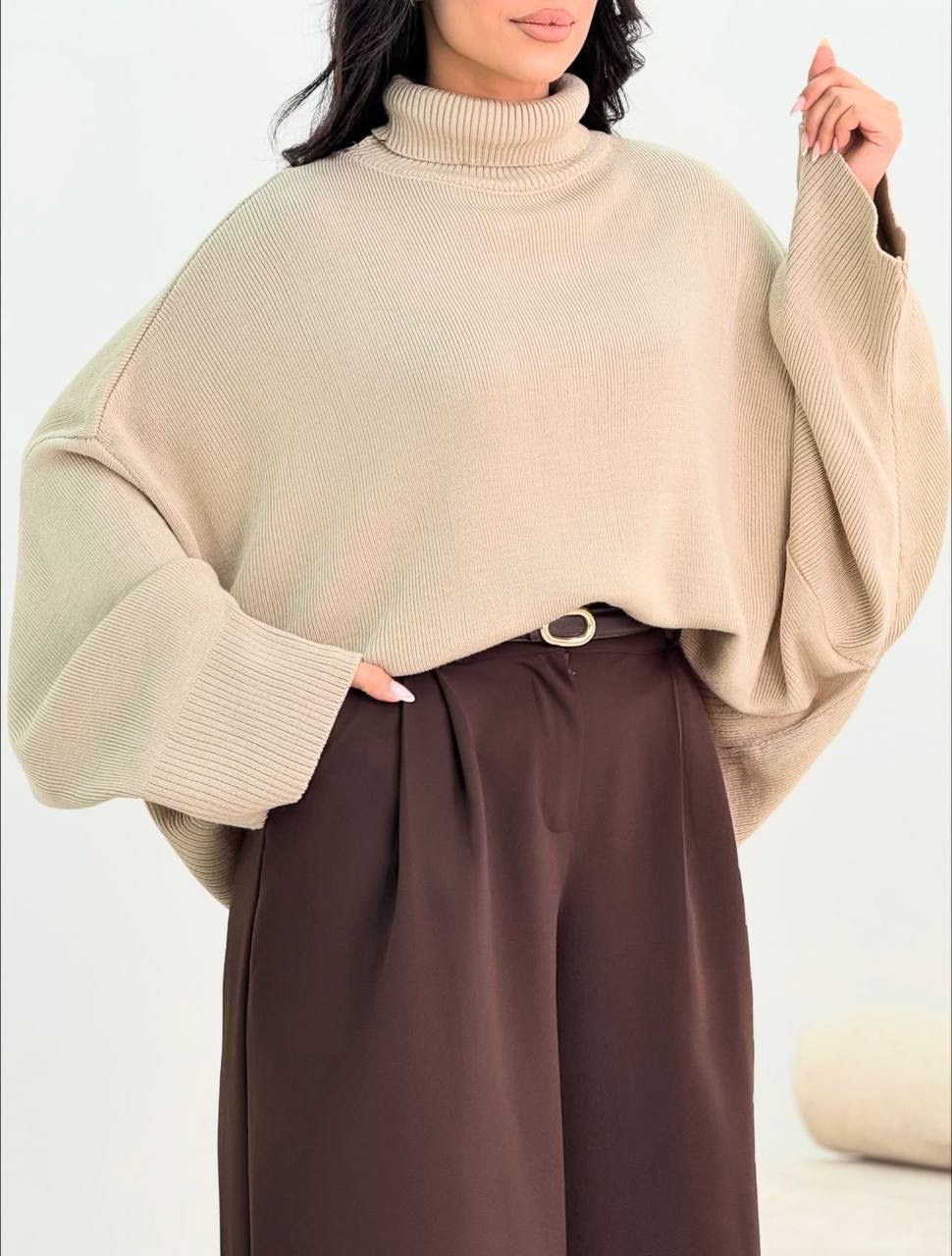 پلیور بافت یقه اسکی زنانه