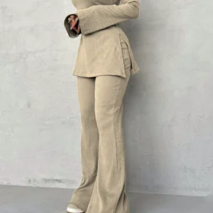 ست زنانه بلوز شلواربوتکات یقه گرد