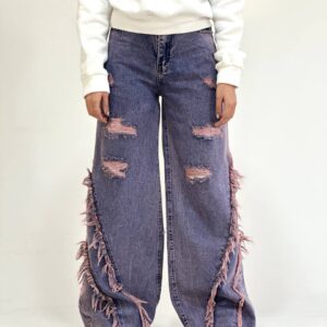 شلوار فول بگ زنانه صورتی