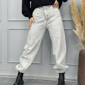 شلوار زنانه نیم بگ طوسی