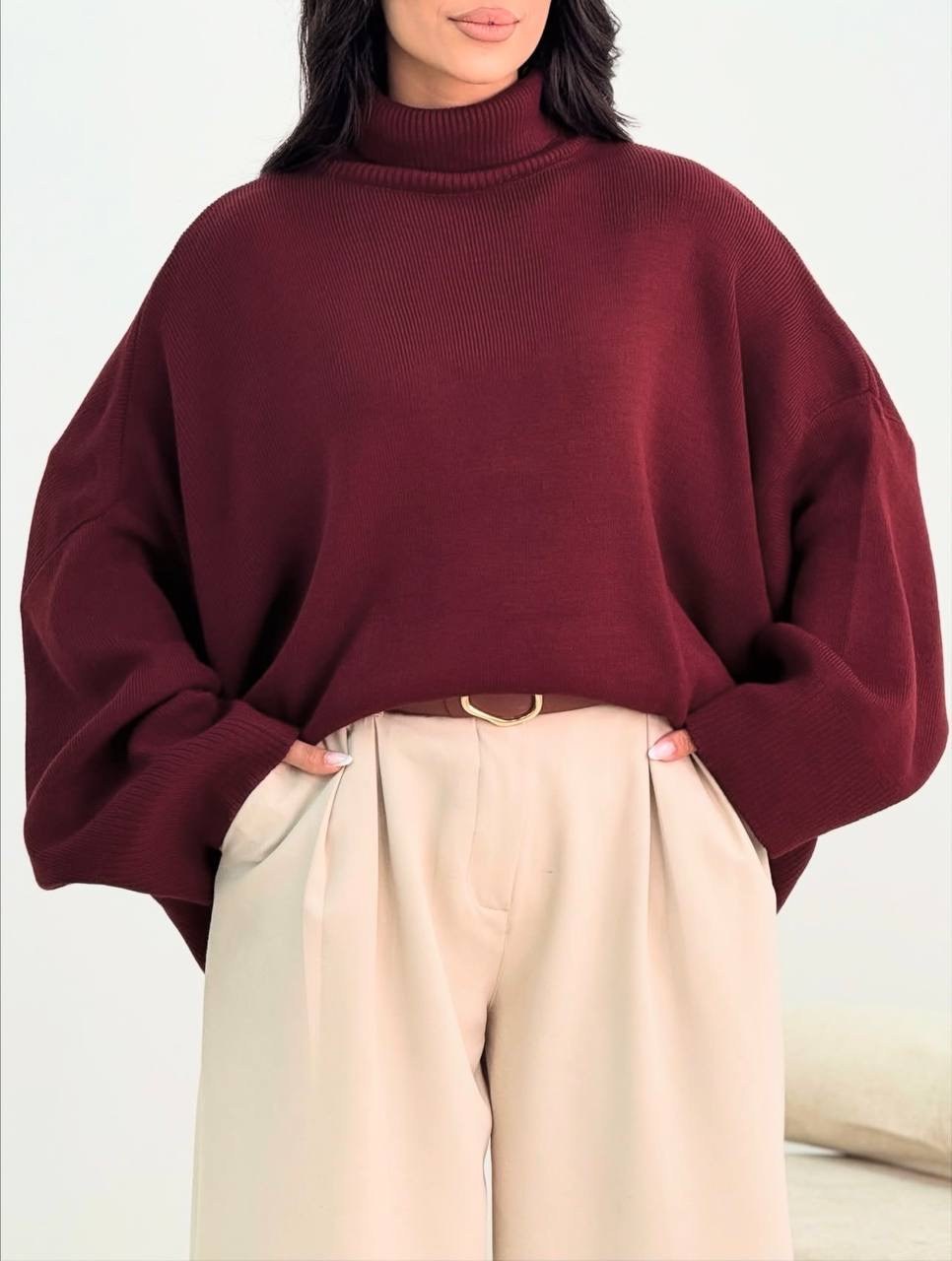 پلیور بافت یقه اسکی زنانه